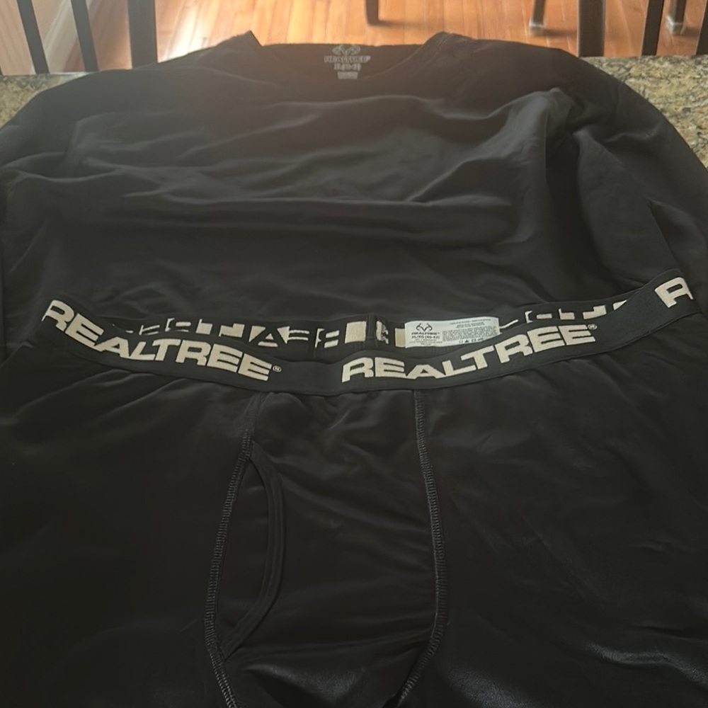 Realtree Black Long Sleeve Shirt and matching pants for cold weather
